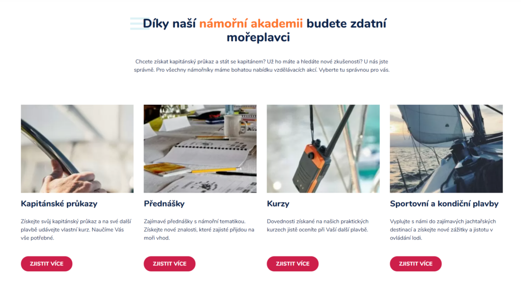 Brilo nápověda - ukázka bloku rozcestník na webu