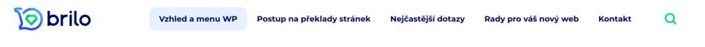 Brilo nápověda - ukázka hlavního menu na webu