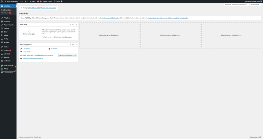 Brilo nápověda - postup překladu stránek
